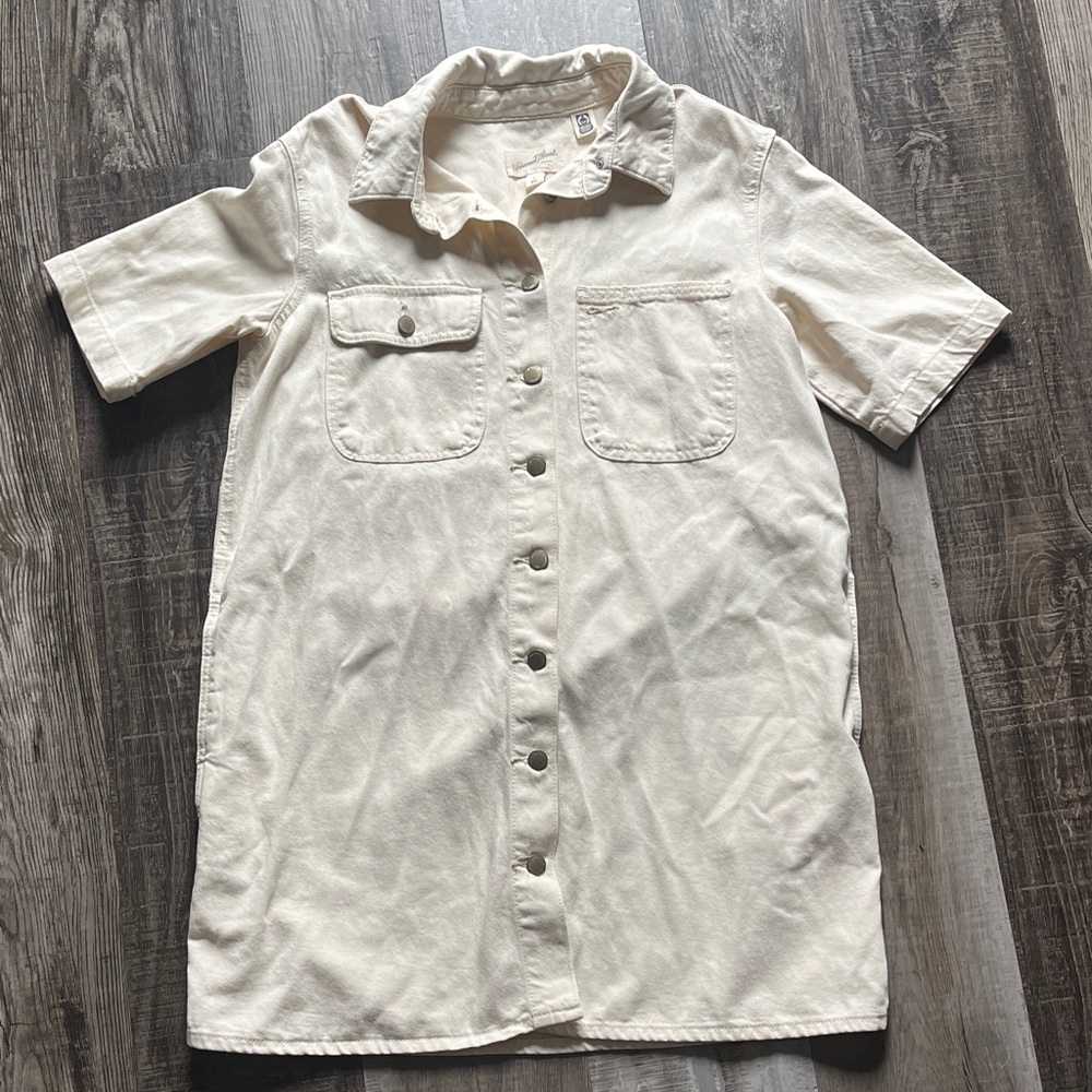 Universal Thread Button Down Cream Tunic-dress